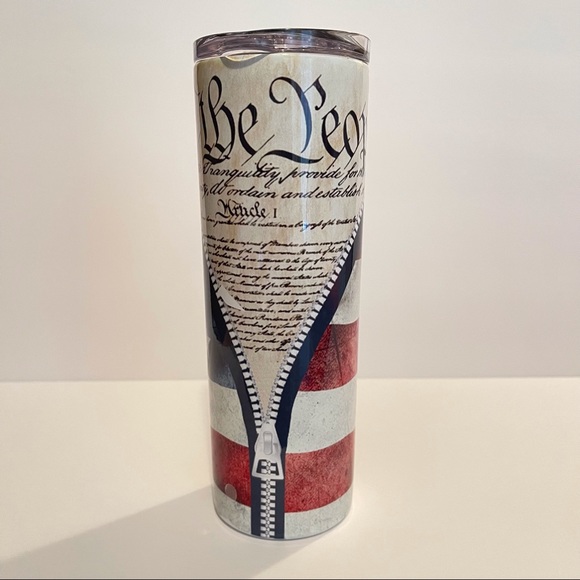 NEW:We the people PATRIOTIC flag 20 oz metal tumbler Red White and Blue - Picture 3 of 7